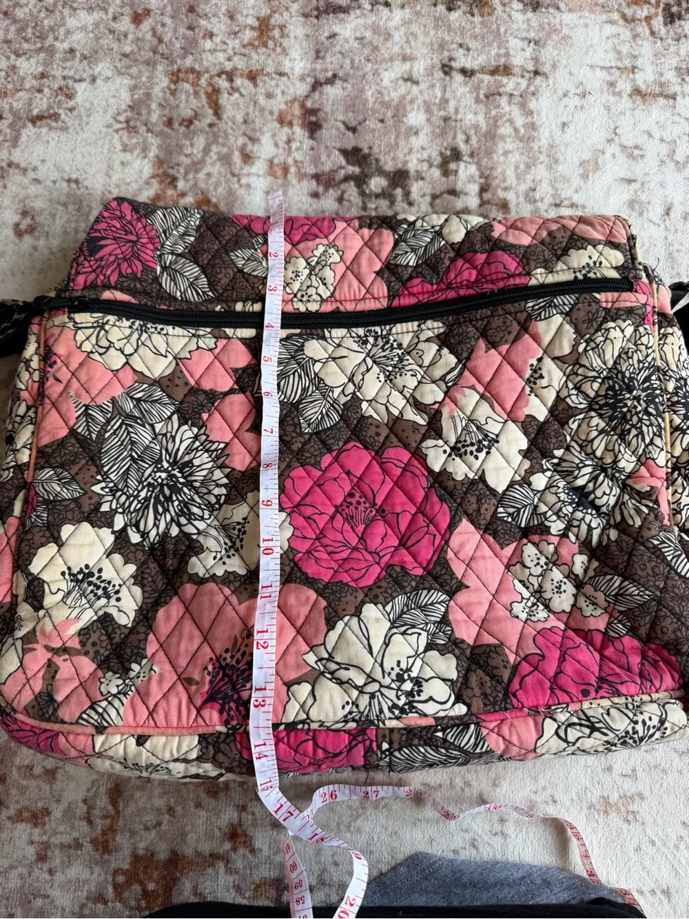Vera Bradley Pink and Brown Quilted Floral Crossbody